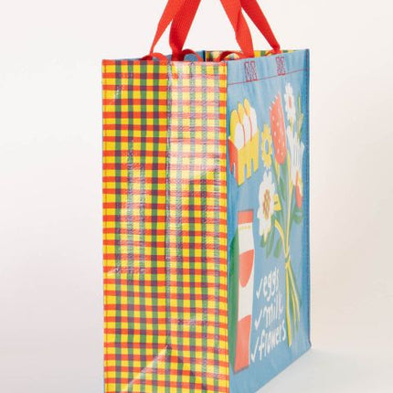 Eggs Milk Flowers Shopping Bag- side view
