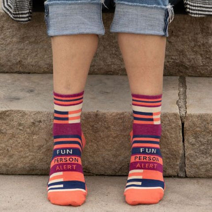 Fun Person Alert Ankle Socks- worn by model