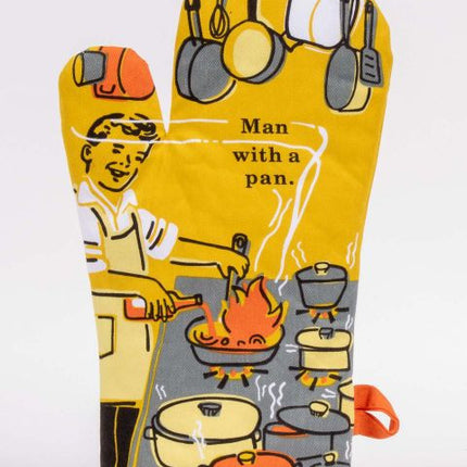 Man With A Pan Oven Mitt- front view