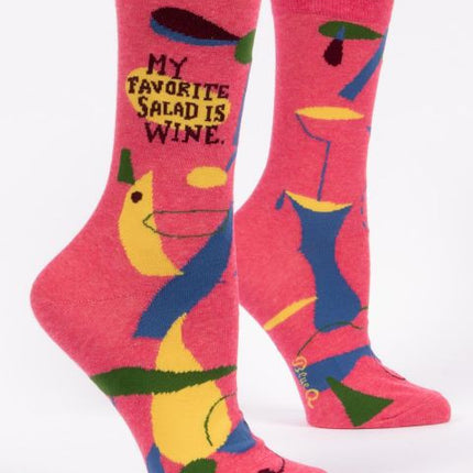 My Favorite Salad is Wine Crew Socks- side view