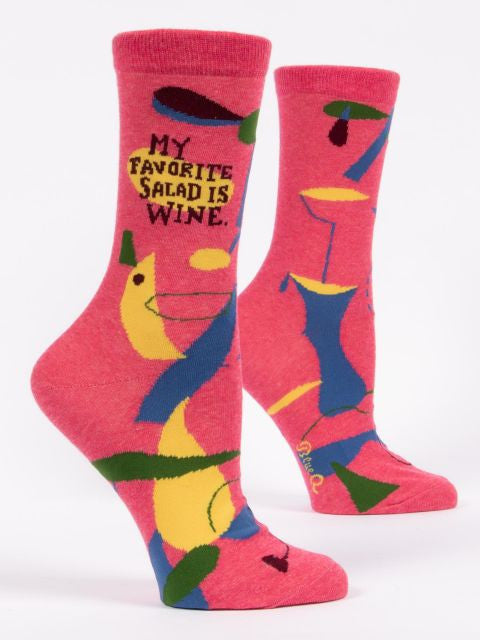 My Favorite Salad is Wine Crew Socks- side view