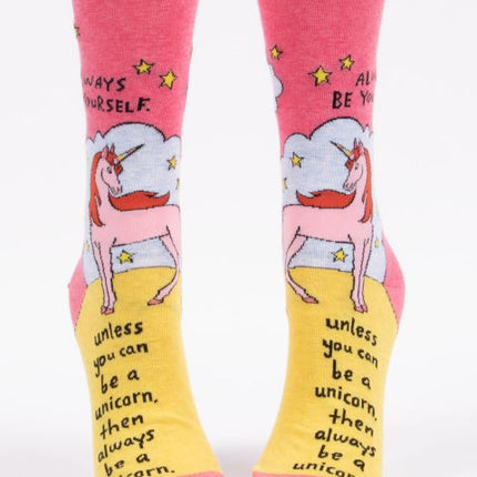 Always Be A Unicorn Crew Socks- front view