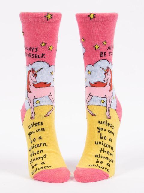 Always Be A Unicorn Crew Socks- front view