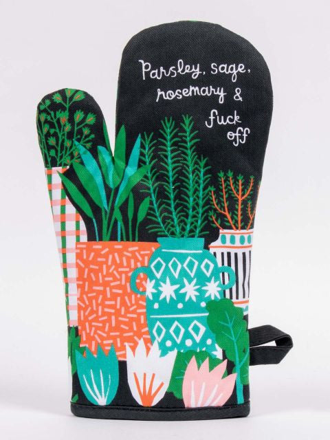 Parsley, Sage, Rosemary, & Fuckoff Oven Mitt- front view