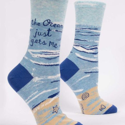 The Ocean Just Gets Me Crew Socks- side view