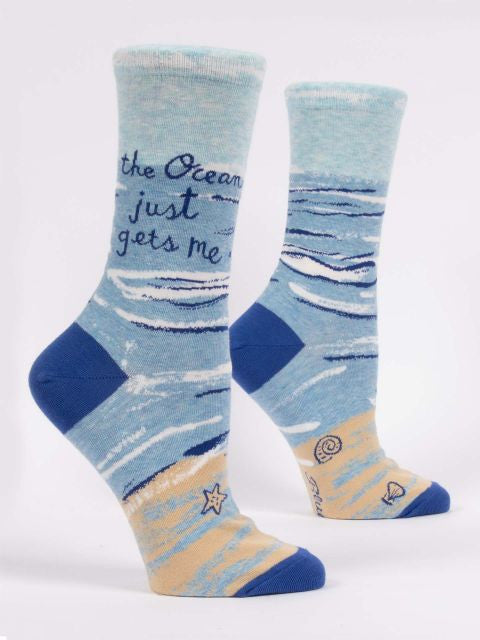 The Ocean Just Gets Me Crew Socks- side view
