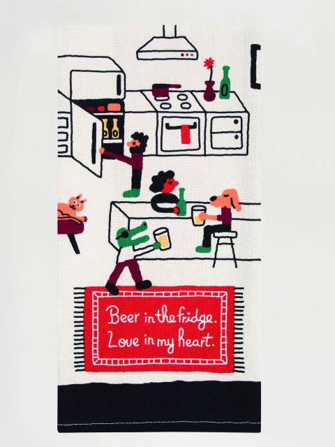 Beer In The Fridge Dish Towel- folded