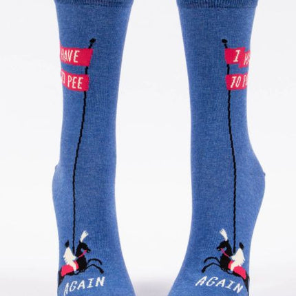 I Have to Pee Again Crew Socks- front view