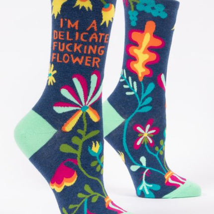 Delicate Fucking Flower Crew Socks- side view