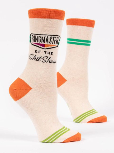 Ringmaster Of The Shitshow Crew Socks- side view
