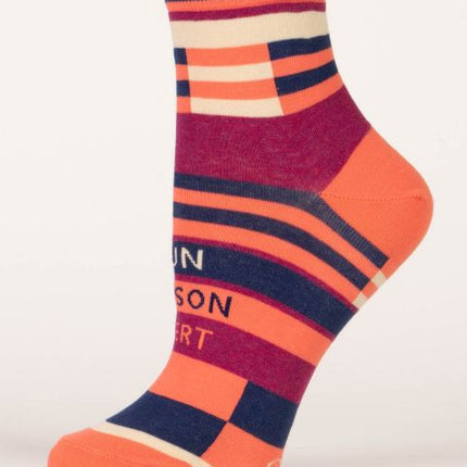 Fun Person Alert Ankle Socks- single sock left side view