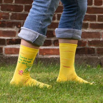 Turns Out I'm Tough As Shit Crew Socks- worn by model