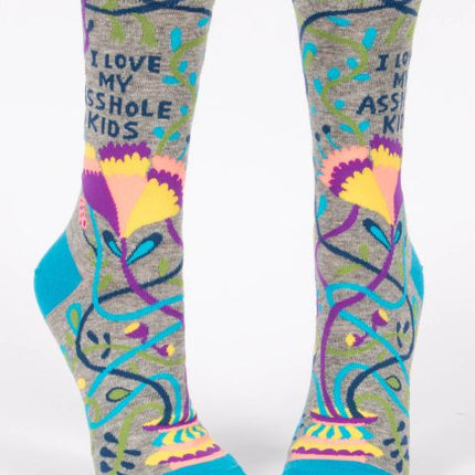 I Love My Asshole Kids Crew Socks- front view