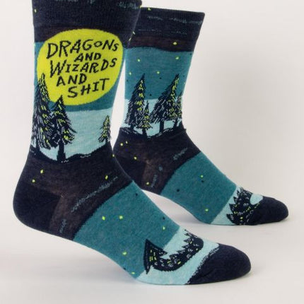 Dragons And Wizards And Shit Men's Socks- side view