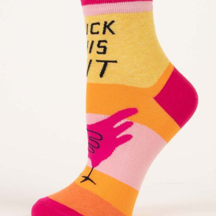 Cluck This Shit Ankle Socks- single sock left side view