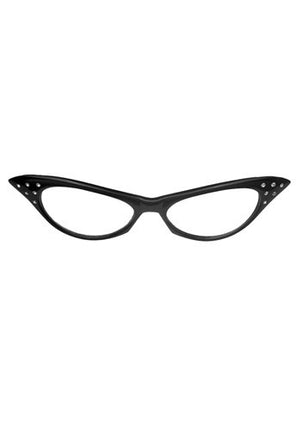 50s Rhinestone Cat Eye Glasses Black