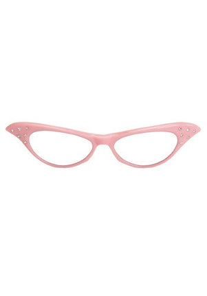 50s Rhinestone Cat Eye Glasses Pink