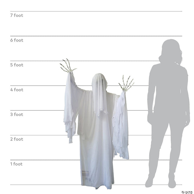 53" Clawing Ghost Animated Prop- size comparison