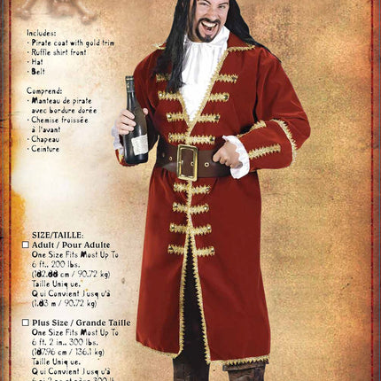 Captain Blackheart Pirate Costume- packaging