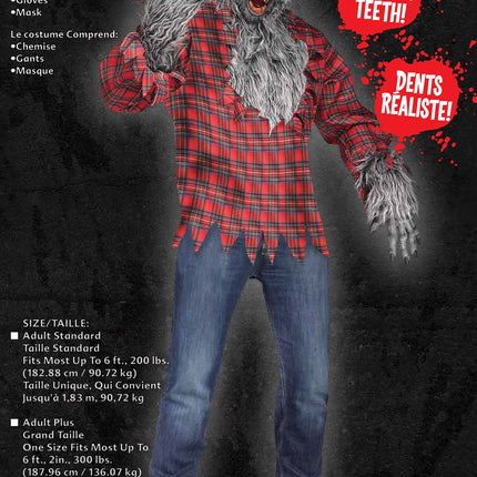 Men's Werewolf Costumes- grey packaging