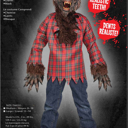 Werewolf Child Costume- brown, packaging
