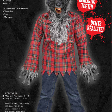 Werewolf Child Costume- grey, packaging