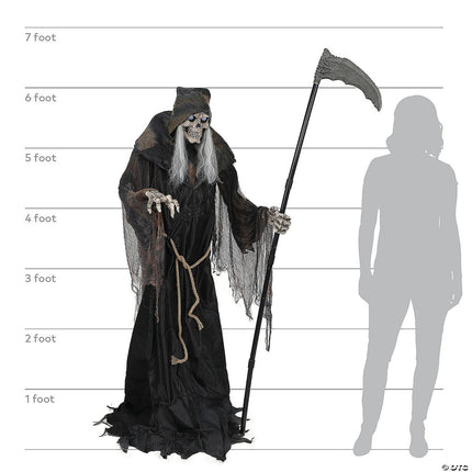 6' Lunging Reaper w/ Digital Eyes Animated Prop- size comparison