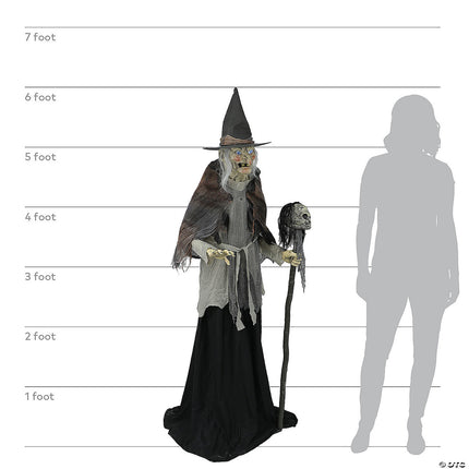 6' Lunging Witch With Digital Eyes- size comparison