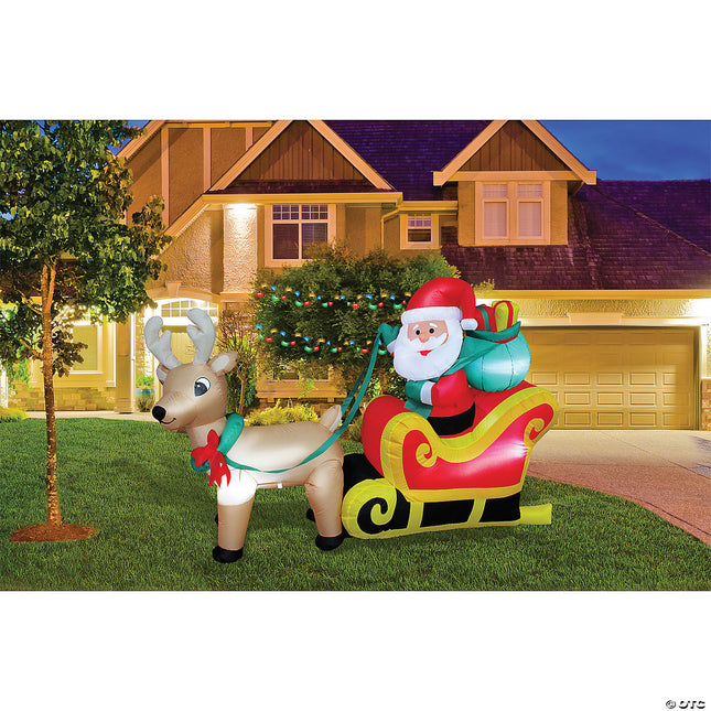 6' Santa On Sleigh Inflatable- in yard