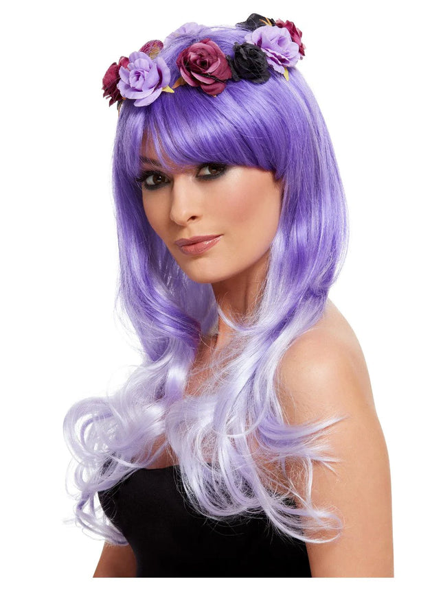Purple Day of The Dead Glam Wig