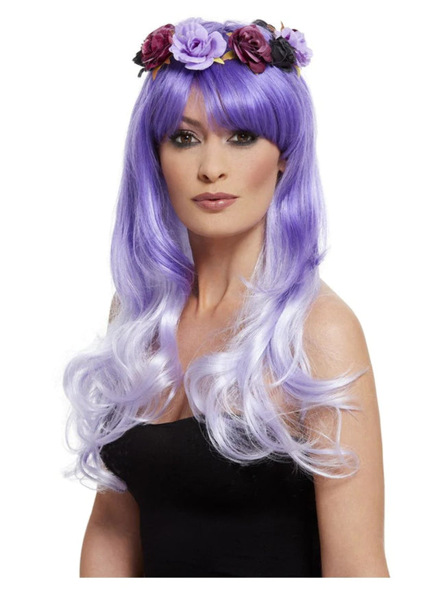 Purple Day of The Dead Glam Wig