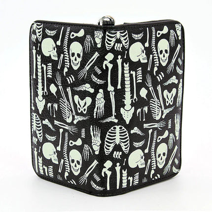 GLOW IN THE DARK SKELETON PARTS WALLET- Open Back View