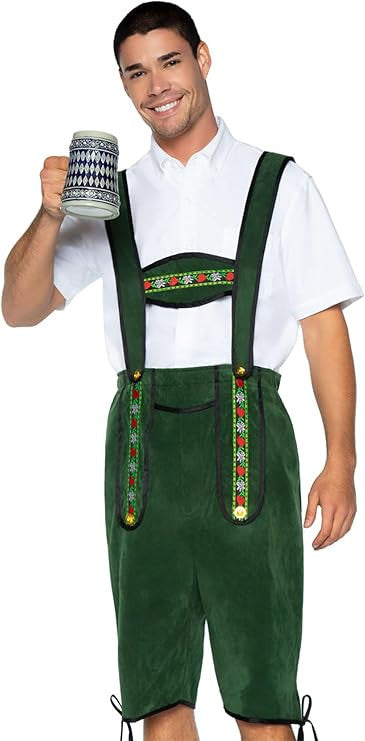 Men's Beerfest Lederhosen Oktoberfest Costume- front view 2