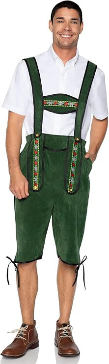 Men's Beerfest Lederhosen Oktoberfest Costume- front view