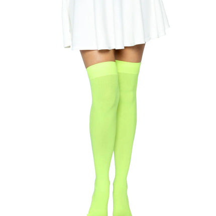 Luna Thigh High Stockings- neon green, no shoes