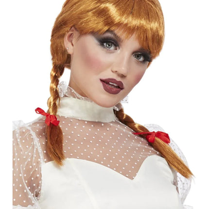 Auburn Porcelain Doll Wig