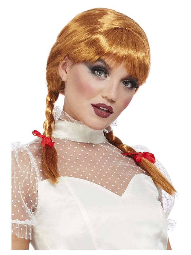 Auburn Porcelain Doll Wig