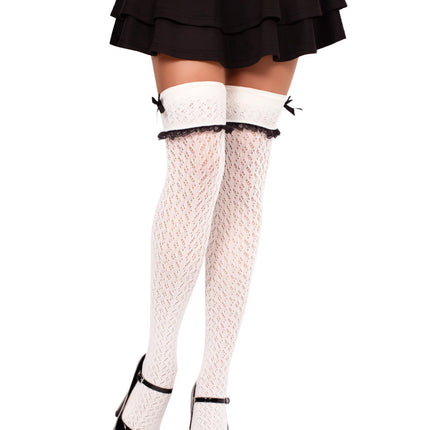 Sofia Crocheted Knee Socks- white, front view
