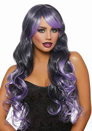 Black & Lilac Long Wavy Wig
