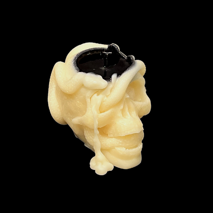 Skull Pillar Candle (Black)- burning