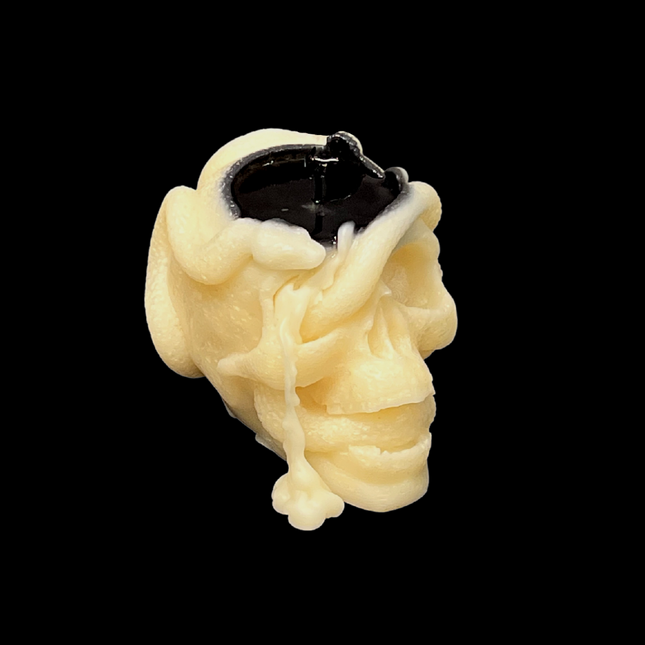 Skull Pillar Candle (Black)- burning