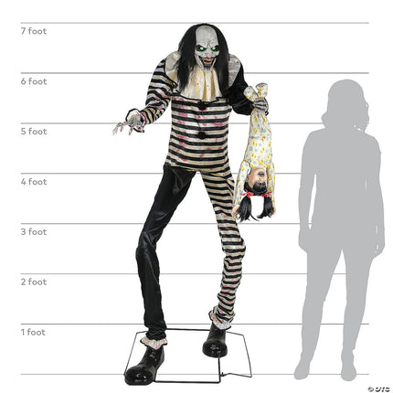 7' Animated Sweet Dreams Clown Prop- size comparison 