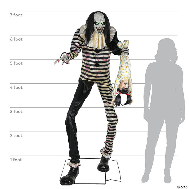 7' Animated Sweet Dreams Clown Prop- size comparison 