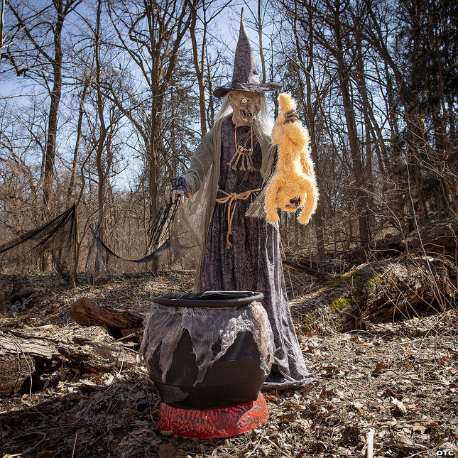 7' Cauldron Cat-Tastrophe Animated Prop- displayed in yard