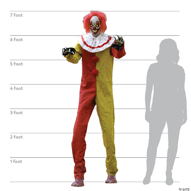 7' Pesky the Clown Animated Prop- size comparison