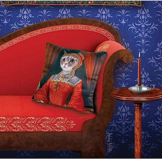 Renaissance Kitty Pillow Cover - on couch