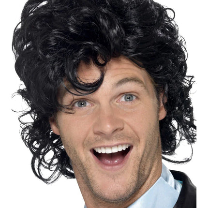80s Prom King Black Perm Wig