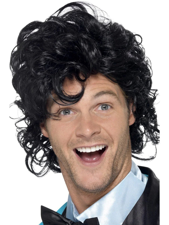 80s Prom King Black Perm Wig