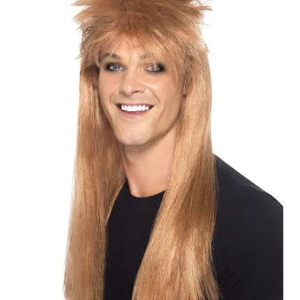 Brown 80s Rocker Mullet Wig