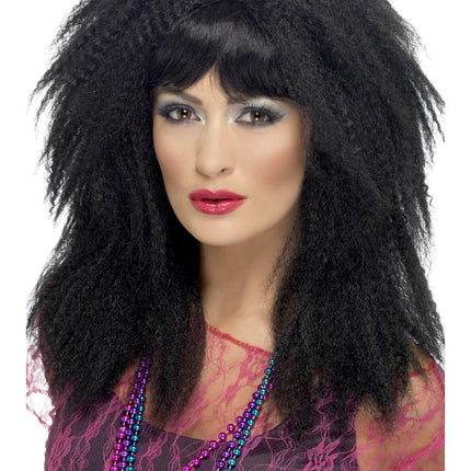 Black 80s Trademark Crimp Wig